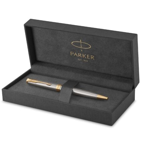 PARKER Sonnet Ballpoint Pen, Stainless Steel with Gold Trim, Medium Point Black Ink (19315 - Image 2